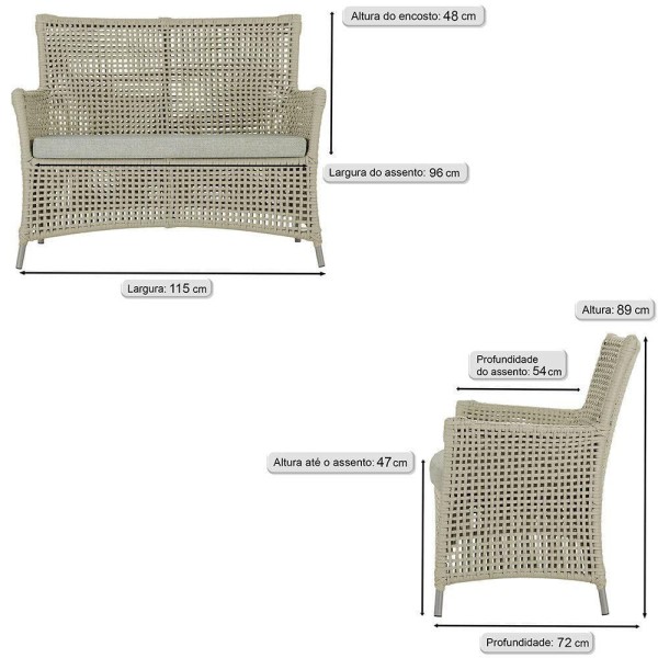 Encontraproduto.com.br - Jogo Sofá 4 Poltronas E Mesa Igapó Fendi E3 Trama Original Rami