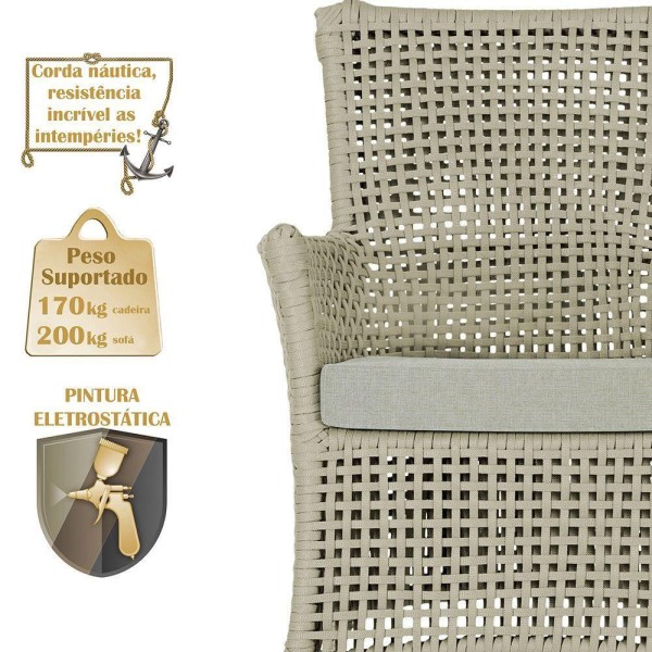 Encontraproduto.com.br - Jogo Sofá 4 Poltronas E Mesa Igapó Preta E3 Trama Original Rami