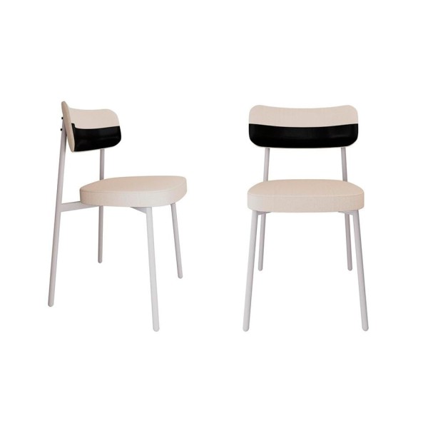 Conjunto com 2 Cadeiras Alloa Polipropileno Palha e Preto