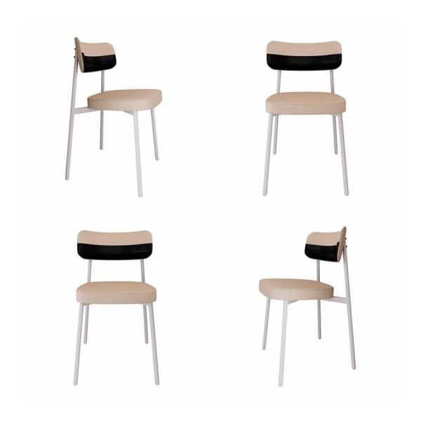 Conjunto com 4 Cadeiras Alloa Polipropileno Areia e Preto