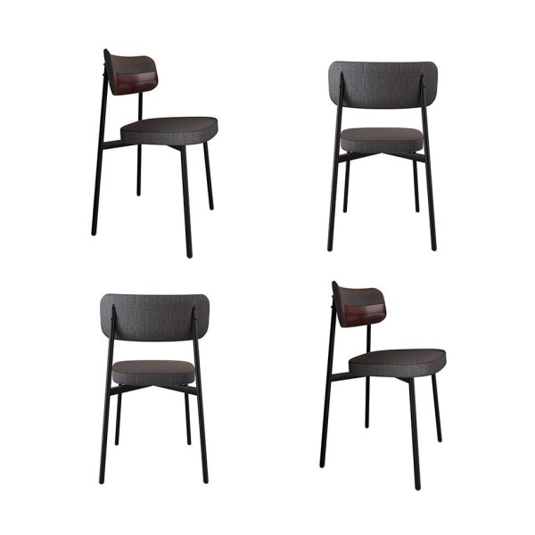 Encontraproduto.com.br - Conjunto de 4 Cadeiras Alloa com Detalhe Marrom Polipropileno Grafite e Preta