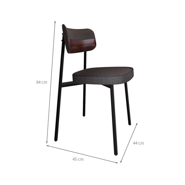 Encontraproduto.com.br - Conjunto de 4 Cadeiras Alloa com Detalhe Marrom Polipropileno Grafite e Preta