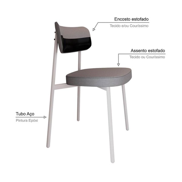 Encontraproduto.com.br - Conjunto com 6 Cadeiras Alloa Polipropileno Cinza Claro e Preto