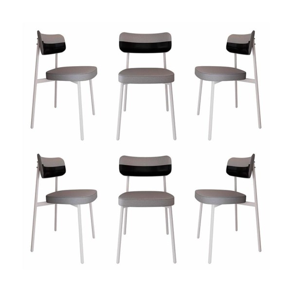 Encontraproduto.com.br - Conjunto com 6 Cadeiras Alloa Polipropileno Cinza Claro e Preto