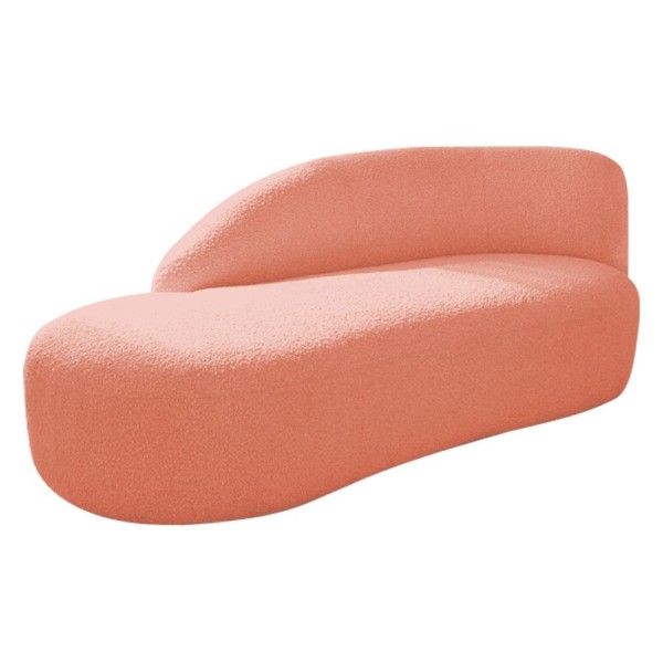 Encontraproduto.com.br - Divã Recamier Curvo Luna 185cm Lado Esquerdo Suede - Doce Sonho Móveis Cor Coral