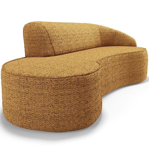Sofá 3 Lugares Curvo Living Firenze Direito D02 Prime Bouclê Mostarda 230cm Pb-03