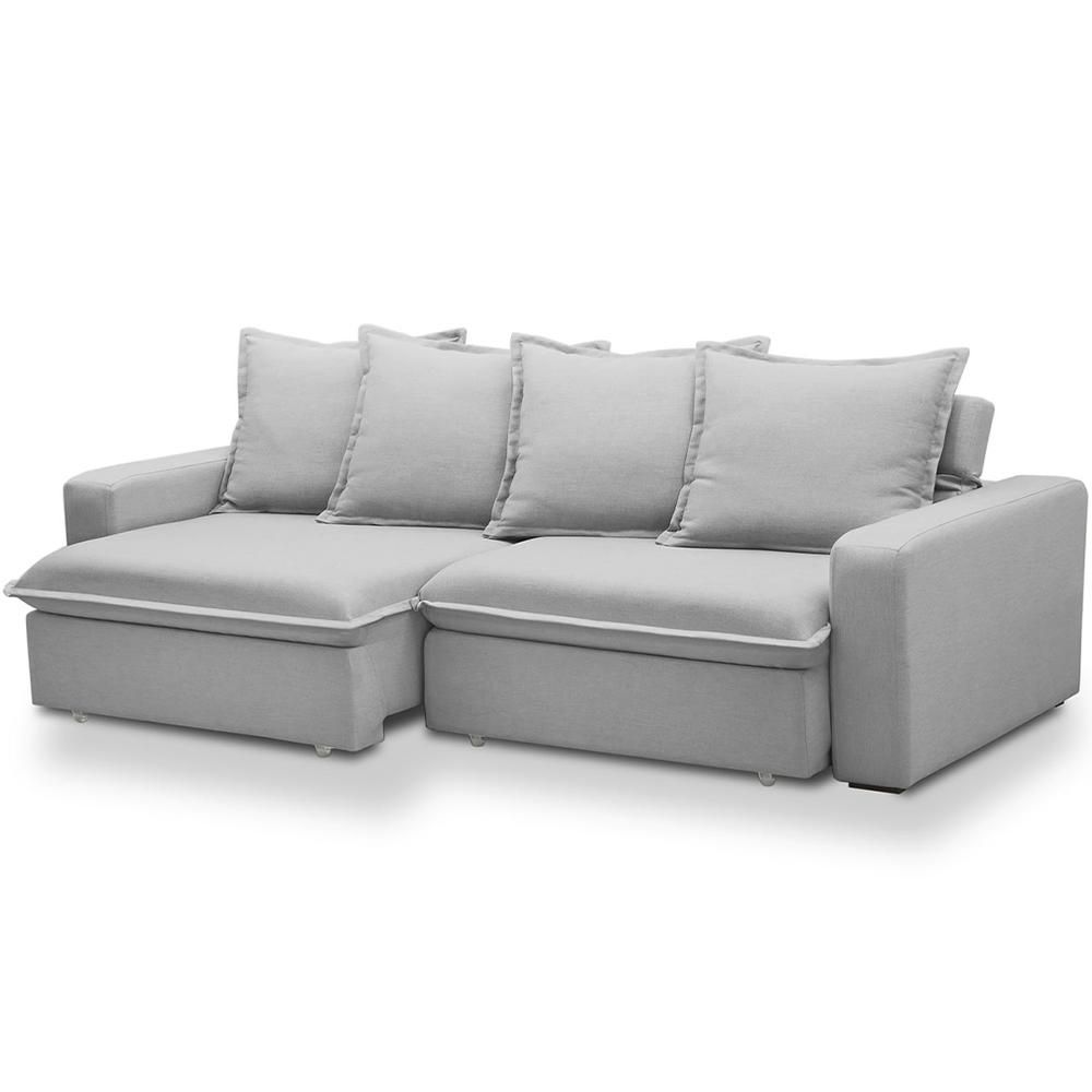 Sofá Retrátil Reclinável Para Sala De Estar Living 195cm Vêneto F04 Bouclê Cinza - Lyam Decor