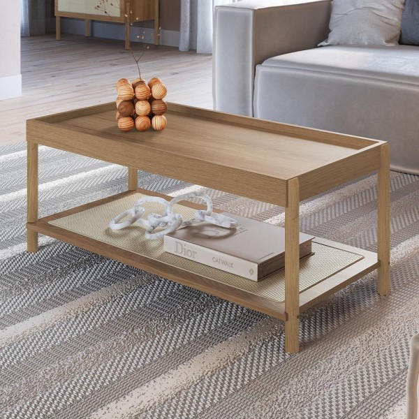 Encontraproduto.com.br - Kit 02 Mesas de Centro Para Sala de Estar Pés Madeira Moss A03 Hanover Roble - Lyam Decor
