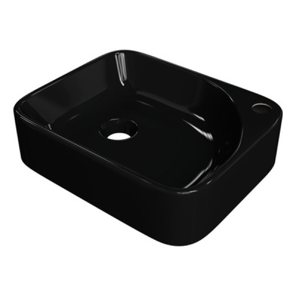 Encontraproduto.com.br - Cuba de Apoio Retangular Para Banheiro Lavabo Cross C01 RO36W Preto - Lyam