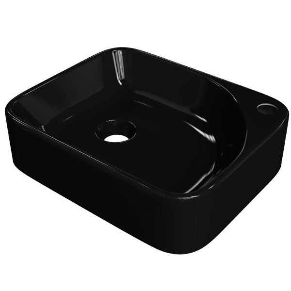 Encontraproduto.com.br - Cuba de Apoio Retangular Para Banheiro Lavabo Cross C01 RO36W Preto - Lyam