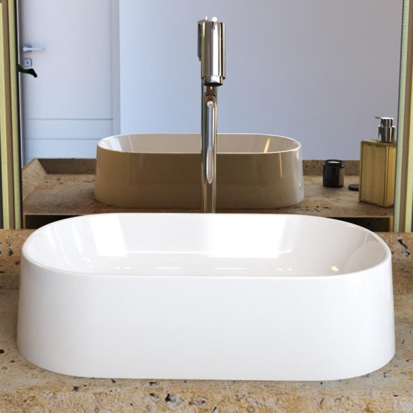 Encontraproduto.com.br - Cuba de Apoio Oval Para Banheiro Lavabo Laila C01 O42W Branco - Lyam