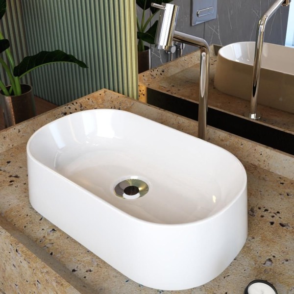 Encontraproduto.com.br - Cuba de Apoio Oval Para Banheiro Lavabo Laila C01 O42W Branco - Lyam