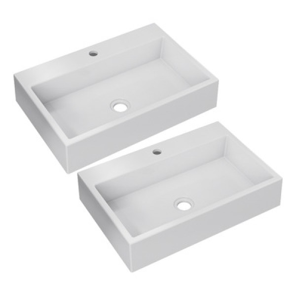 Encontraproduto.com.br - Kit 02 Cubas de Apoio Retangular Para Banheiro Lavabo Florenza C01 RT55W Branco - Lyam