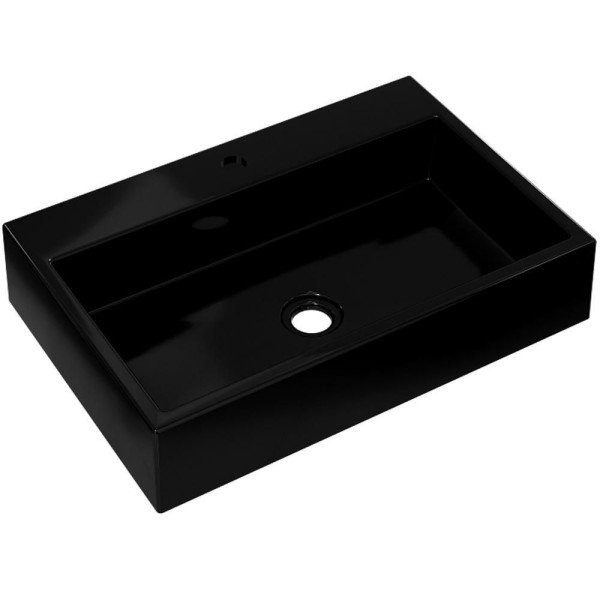 Encontraproduto.com.br - Cuba de Apoio Retangular Para Banheiro Lavabo Florenza C01 RT55W Preto - Lyam