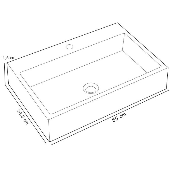Encontraproduto.com.br - Cuba de Apoio Retangular Para Banheiro Lavabo Florenza C01 RT55W Preto - Lyam