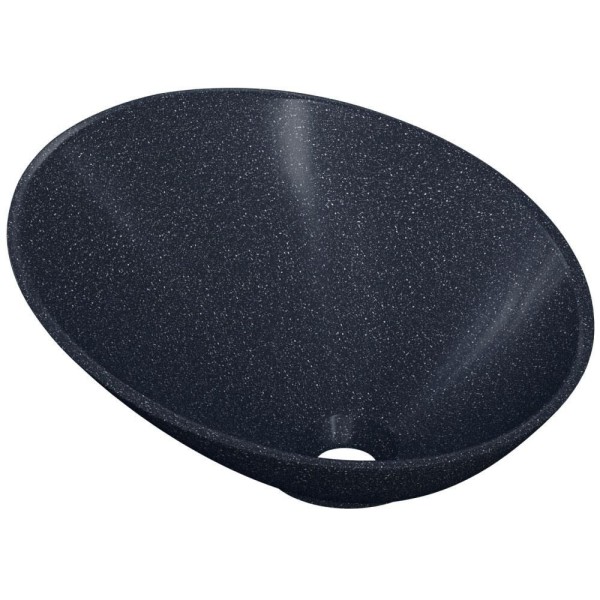 Encontraproduto.com.br - Cuba de Apoio Meia Lua Para Banheiro Lavabo C01 BM38W Preto Granit - Lyam