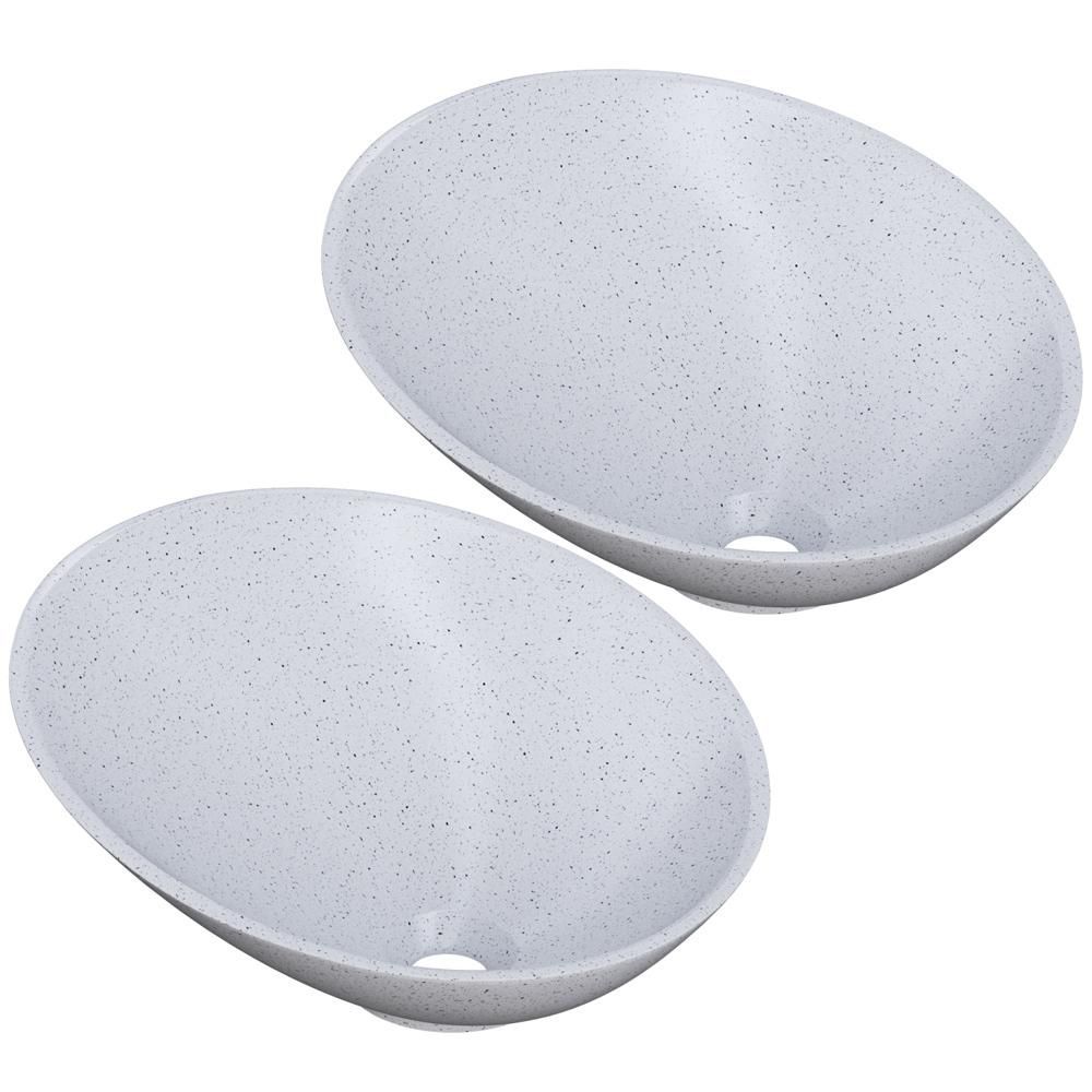 Encontraproduto.com.br - Kit 02 Cubas de Apoio Meia Lua Para Banheiro Lavabo C01 BM38W Branco Granit - Lyam