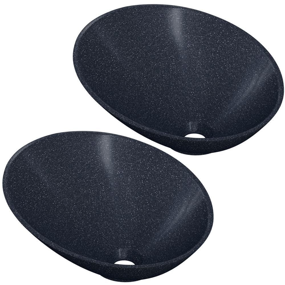 Encontraproduto.com.br - Kit 02 Cubas de Apoio Meia Lua Para Banheiro Lavabo C01 BM38W Preto Granit - Lyam