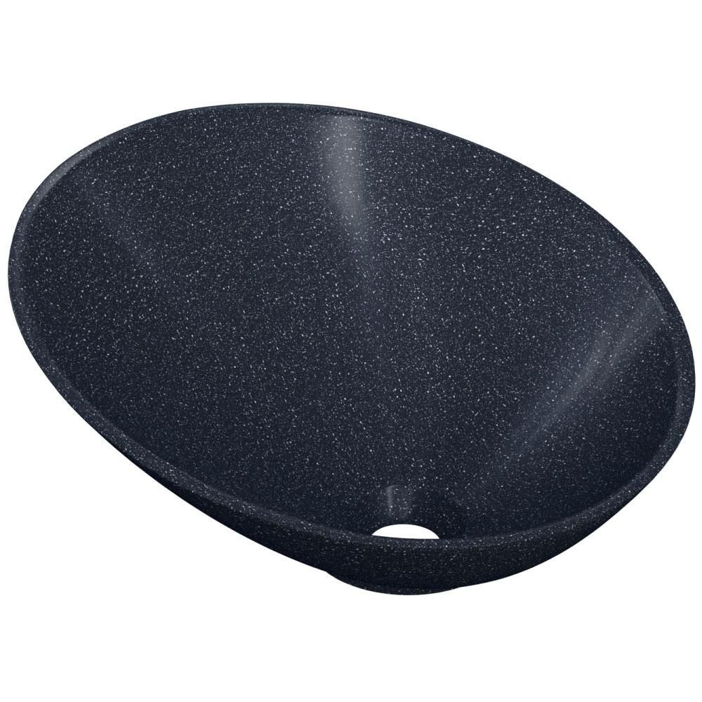 Encontraproduto.com.br - Kit 02 Cubas de Apoio Meia Lua Para Banheiro Lavabo C01 BM38W Preto Granit - Lyam