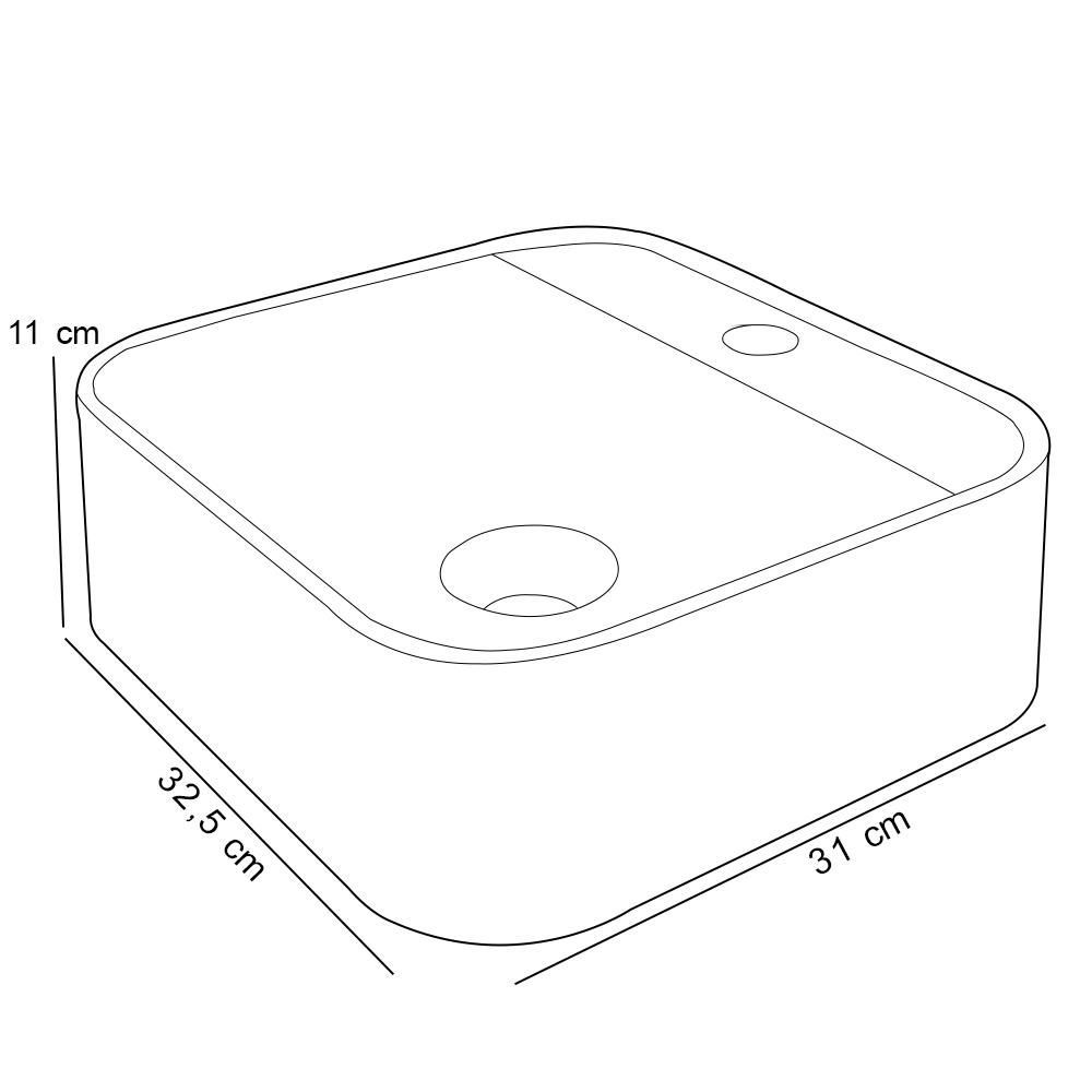 Encontraproduto.com.br - Kit 02 Cubas de Apoio Quadrada Para Banheiro Lavabo C01 QA31W Branco Granit - Lyam