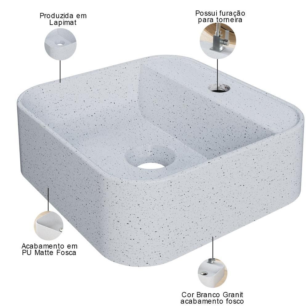 Encontraproduto.com.br - Kit 02 Cubas de Apoio Quadrada Para Banheiro Lavabo C01 QA31W Branco Granit - Lyam