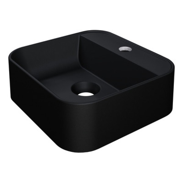 Encontraproduto.com.br - Cuba de Apoio Quadrada Para Banheiro Lavabo C01 QA31W Preto Matte Fosca - Lyam