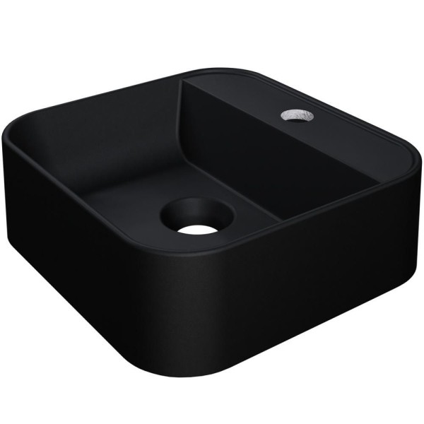 Encontraproduto.com.br - Cuba de Apoio Quadrada Para Banheiro Lavabo C01 QA31W Preto Matte Fosca - Lyam
