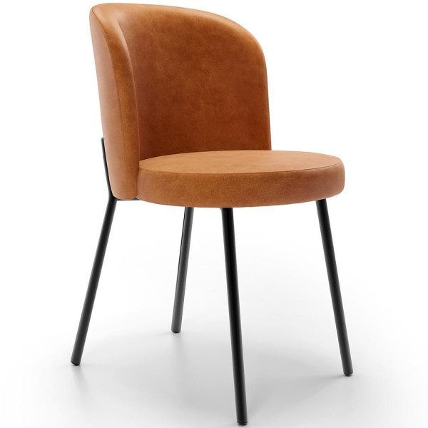 Cadeira Para Sala De Jantar Cozinha Estofada Gavi L02 Couríssimo Canela - Lyam Decor
