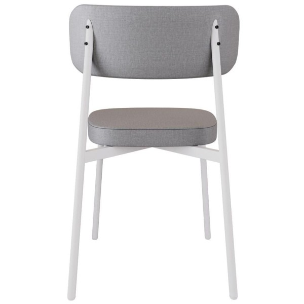 Encontraproduto.com.br - Kit 02 Cadeiras Estofada Para Sala De Jantar Astrid Branco C01 Linho Cinza Courino Café - Lyam Decor