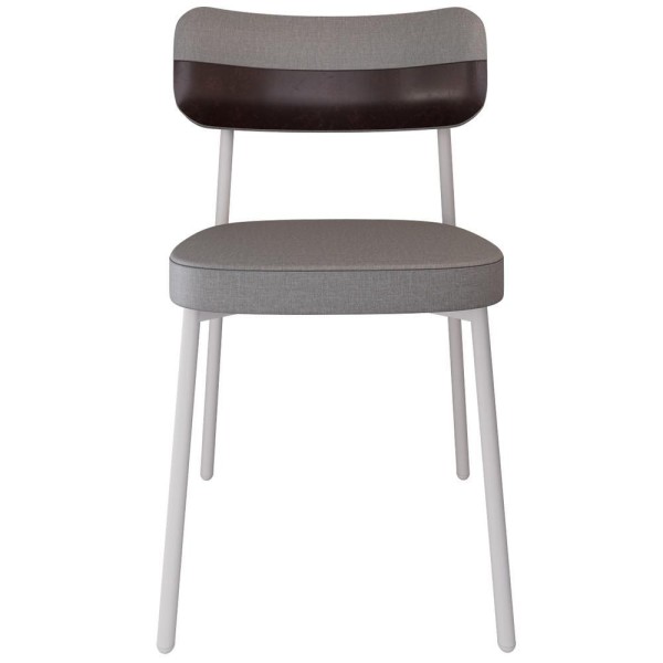Encontraproduto.com.br - Kit 02 Cadeiras Estofada Para Sala De Jantar Astrid Branco C01 Linho Cinza Courino Café - Lyam Decor