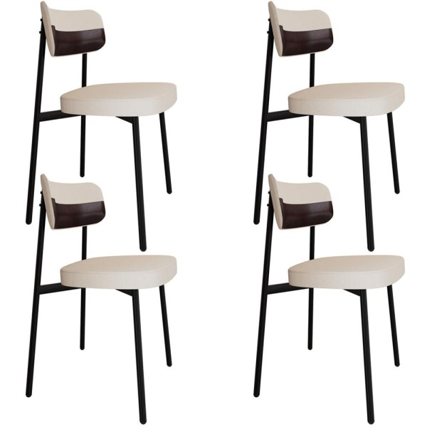 Encontraproduto.com.br - Kit 04 Cadeiras Estofada Para Sala De Jantar Astrid Preto C01 Linho Palha Courino Café - Lyam Decor