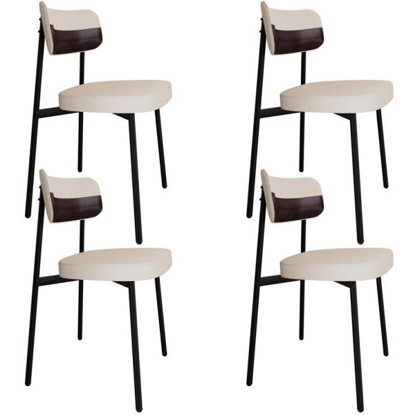 Encontraproduto.com.br - Kit 04 Cadeiras Estofada Para Sala De Jantar Astrid Preto C01 Linho Palha Courino Café - Lyam Decor