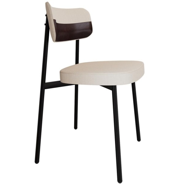 Encontraproduto.com.br - Kit 08 Cadeiras Estofada Para Sala De Jantar Astrid Preto C01 Linho Palha Courino Café - Lyam Decor