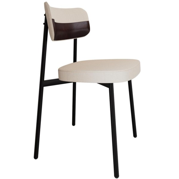 Encontraproduto.com.br - Kit 02 Cadeiras Estofada Para Sala De Jantar Astrid Preto C01 Linho Palha Courino Café - Lyam Decor