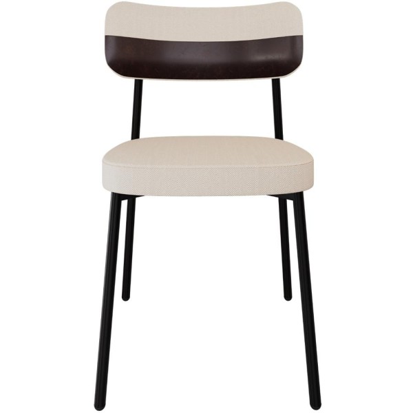 Encontraproduto.com.br - Kit 02 Cadeiras Estofada Para Sala De Jantar Astrid Preto C01 Linho Palha Courino Café - Lyam Decor
