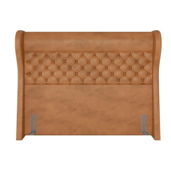 Encontraproduto.com.br - Kit Cabeceira Cama Box Casal 140 cm Madrid com Puff Recamier Santorini Couríssimo Whisky - Lyam Decor