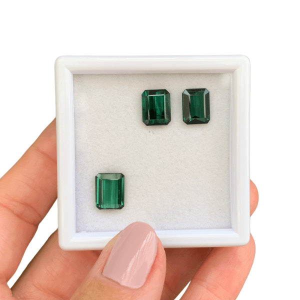 Turmalina Azul Esverdeada Baguete SET 9,08ct