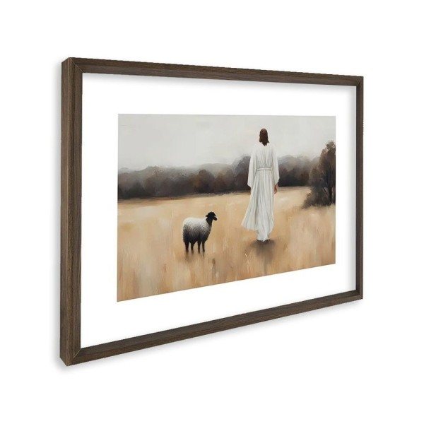 Encontraproduto.com.br - Quadro Decorativo Religioso Cordeiro De Deus Com 1 Tela Cm Ou Cmde Parede Para Sala Quarto Hall 60cm Tabaco