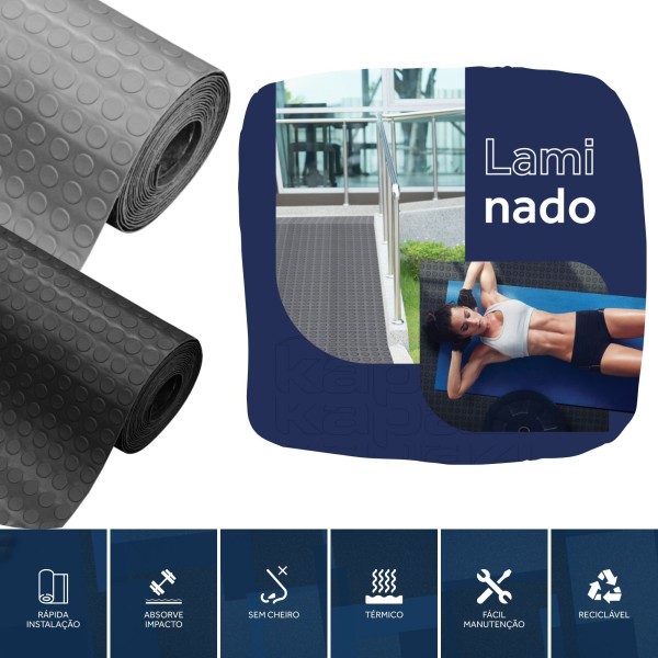 Encontraproduto.com.br - Piso Laminado 2mm Bus Rolo 2m x 10m Preto Kapazi