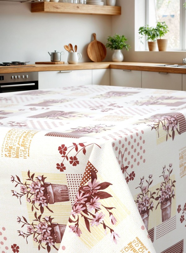 Encontraproduto.com.br - Toalha de Mesa Classic Rolo 1,37m x 20m Cachepot Marrom Kapazi
