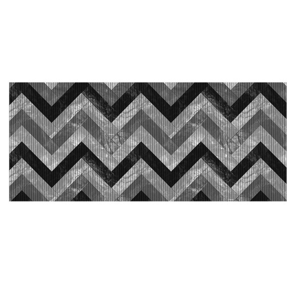 Encontraproduto.com.br - Passadeira Antiderrapante Tropical 43cm x 1,30m ZigZag Mármore Cinza Kapazi