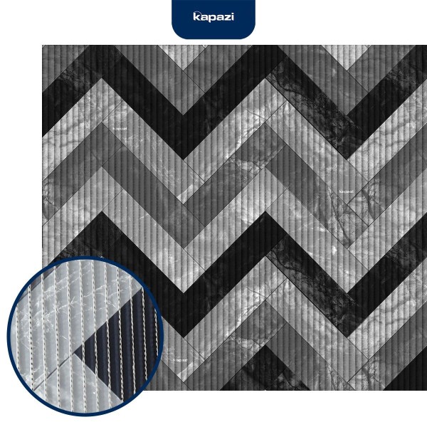 Encontraproduto.com.br - Passadeira Antiderrapante Tropical 43cm x 1,30m ZigZag Mármore Cinza Kapazi