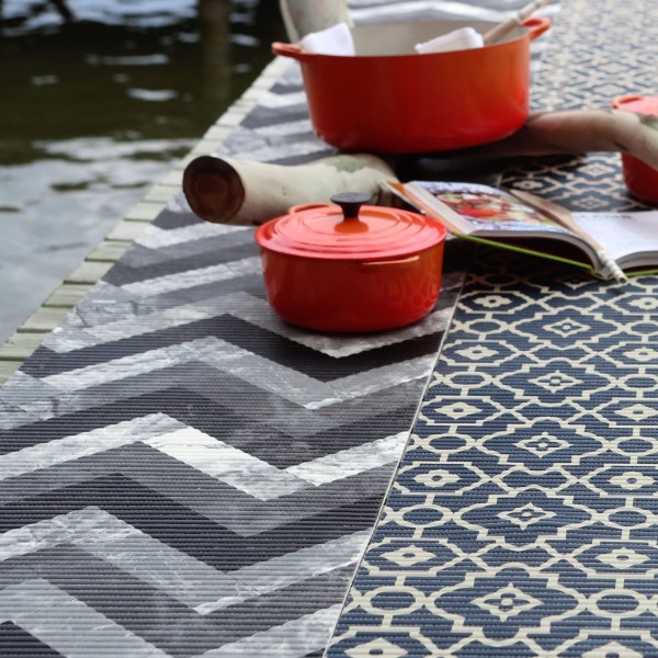 Encontraproduto.com.br - Passadeira Antiderrapante Tropical 43cm x 1,30m ZigZag Mármore Cinza Kapazi