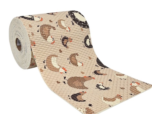 Encontraproduto.com.br - Tapete Antiderrapante Tropical Rolo 65cm x 15m Galinha Caipira Kapazi