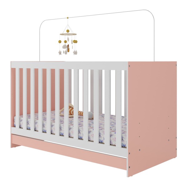 Encontraproduto.com.br - Berço 3 em 1 para Colchão 130 x 60cm Doce de Leite Multimóveis MP0527R Rosa