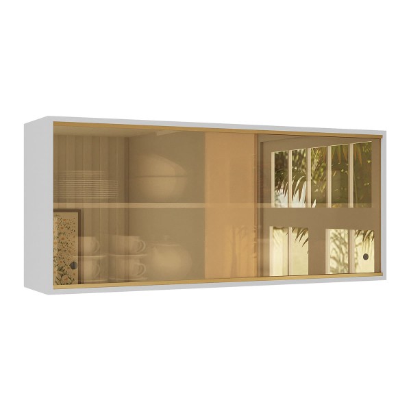 Encontraproduto.com.br - Armário de Cozinha Aéreo 105cm 2 Portas de Correr em Vidro Xangai Multimóveis MP2247