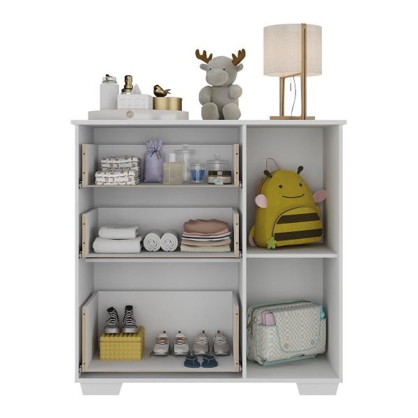 Encontraproduto.com.br - Cômoda Infantil com 1 Porta e 3 Gavetas Flex Algodão Doce Multimóveis MP4246 Branco