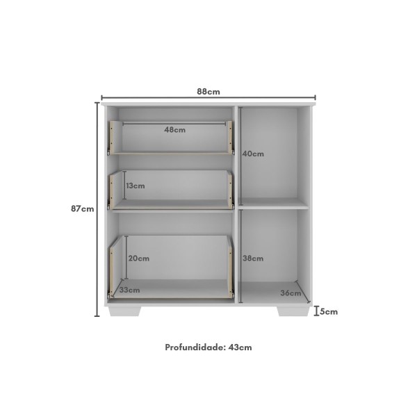 Encontraproduto.com.br - Cômoda Infantil com 1 Porta e 3 Gavetas Flex Algodão Doce Multimóveis MP4246 Branco