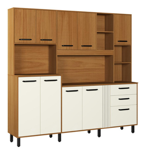 Armário de Cozinha Compacta 210cm com 10 Portas e 2 Gavetas Multimóveis CR20288