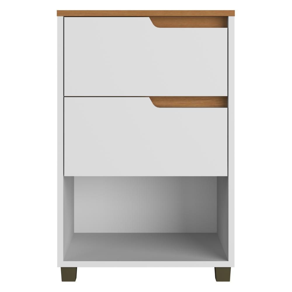 Mesa De Cabeceira 45cm Com 2 Gavetas Multimóveis Cr35244 Nature/champanhe